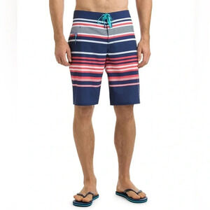 Vineyard Vines Americana Stripe Board Shorts size 35 men’s pink blue white swim